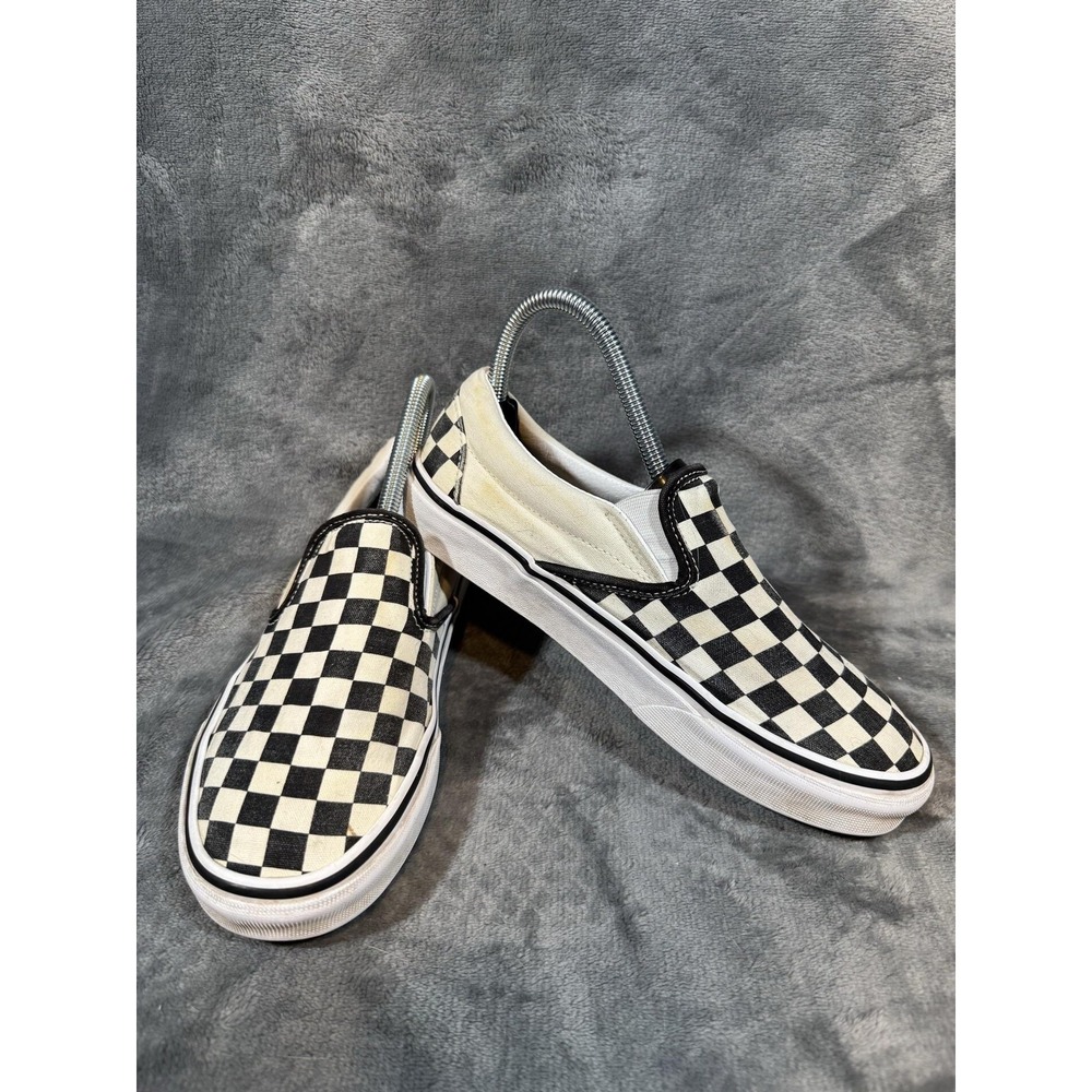 Vans Classic Slip On Shoes Mens Size 6.5 Black White Checkerboard Skate Womens 8